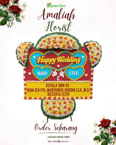 Karangan Papan Bunga Pernikahan di Karang Jaya